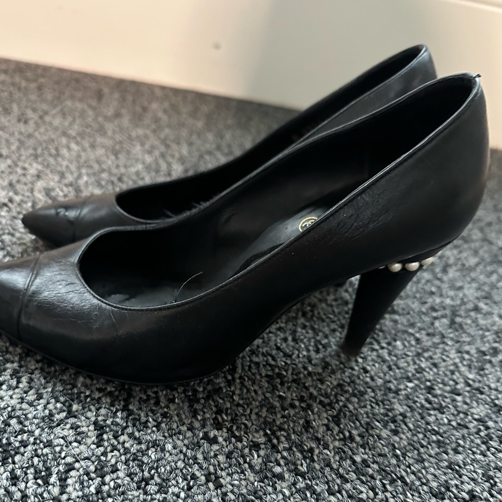 Chanel Pearl Heel Pumps 36.5